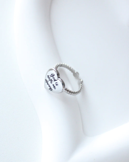 Silver "God With Me" Ring