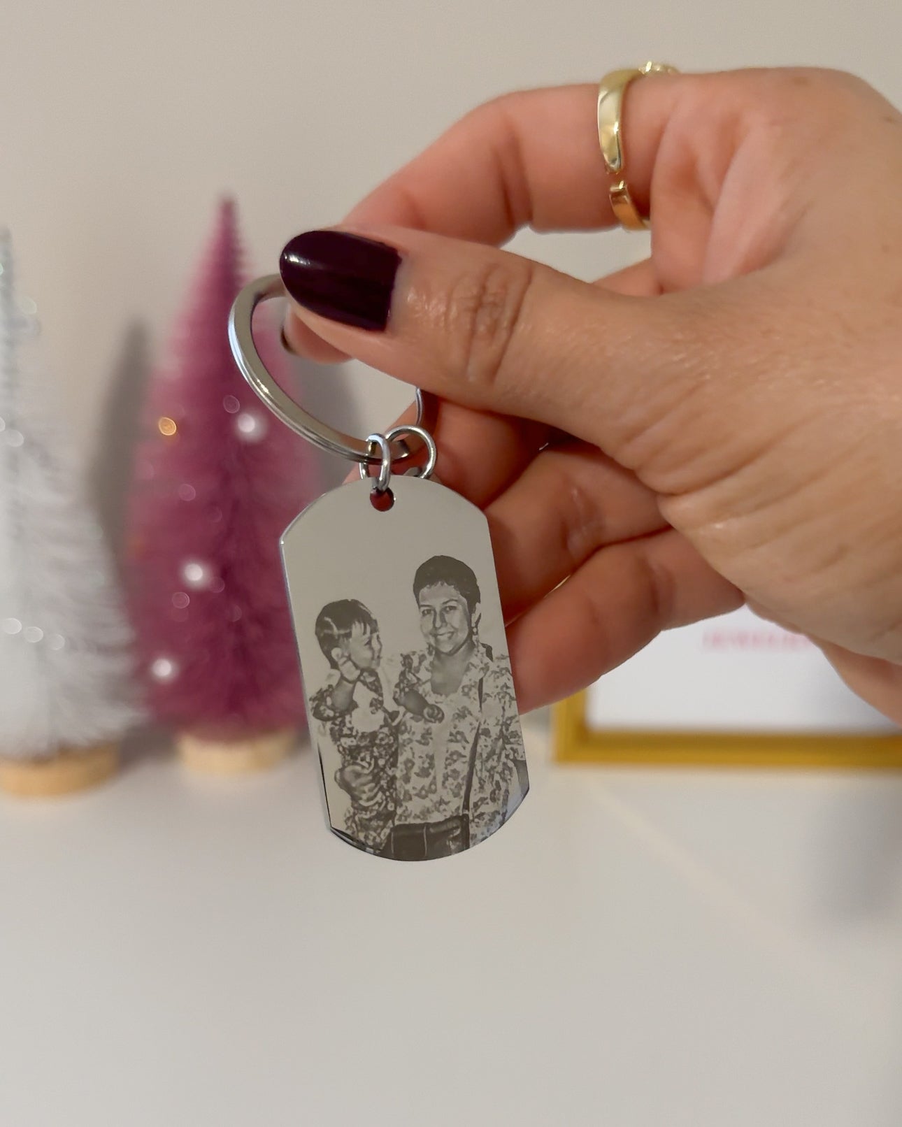 Double Personalized Silver Keychain